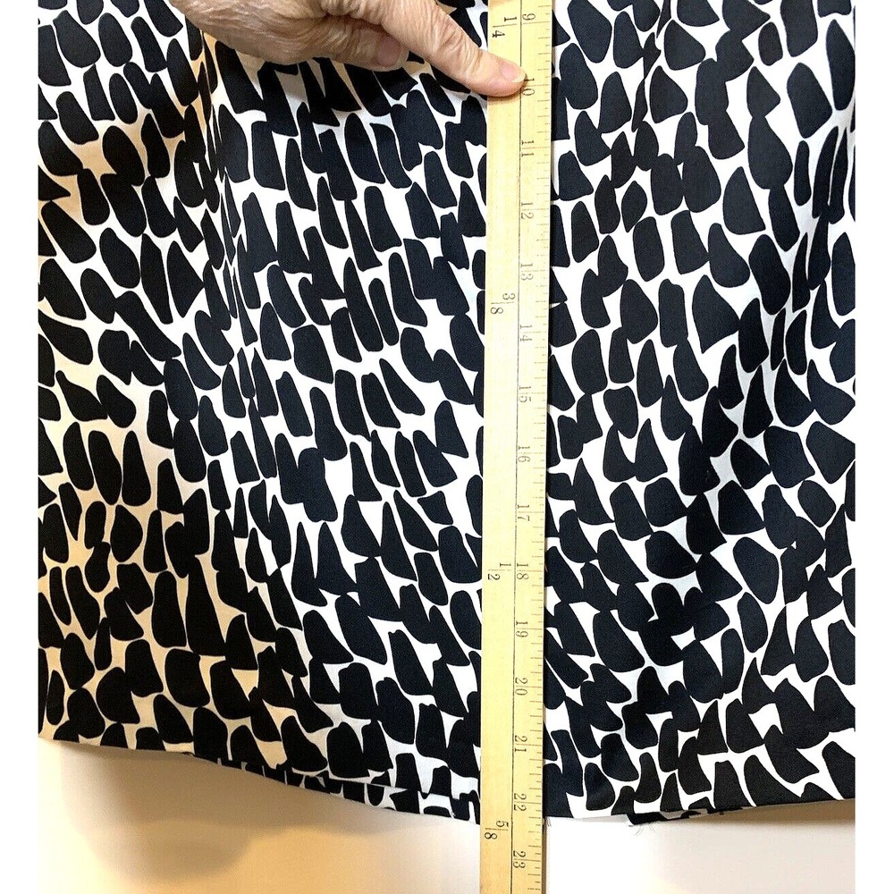 Ann Taylor Skirt Womens 6 Silk Black White Pencil Straight Geo Print w/Red Belt - Picture 10 of 10